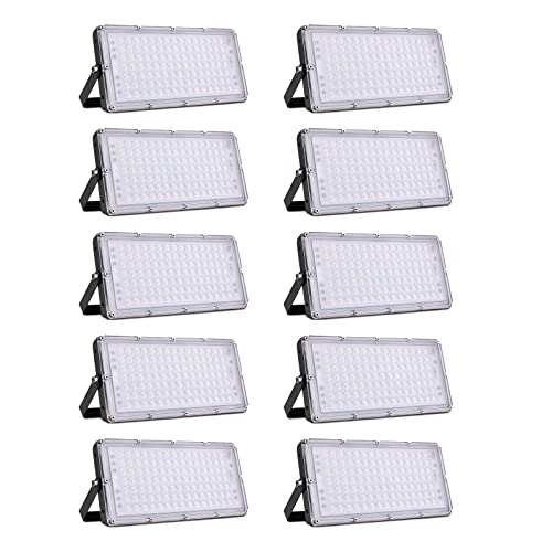 Sararoom 10 Pack 100w Led Strahler, LED Strahler Außen LED Fluter LED lampe Scheinwerfer Flutlicht Superhell 3000K 10000LM IP66 Wasserdicht mit 180°Rotations für Garten Garage von Sararoom