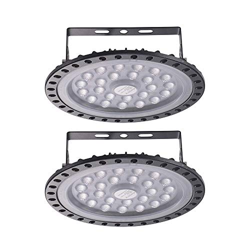 Sararoom 2 Pack 100W LED Hallenstrahler 8000LM LED UFO Industrielampe 6500K Kaltweiß UFO LED Strahler 120°Abstrahlwinkel LED Werkstattlampe Industrial Kronleuchter Lampe für Fabriken Garage Werkstatt von Sararoom