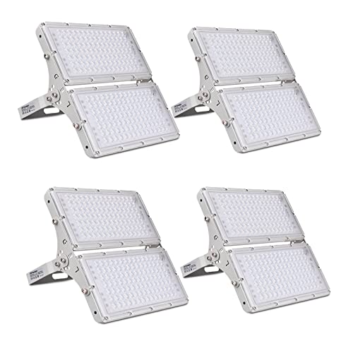 Sararoom 200W LED Strahler Außen, Superhell 20000LM LED Scheinwerfer Aussenstrahler, IP65 Wasserdicht Flutlicht 6500K Kaltweiß Fluter, LED Strahler für Garten Terrassen Hof Garage Sportplatz,4Pack von Sararoom