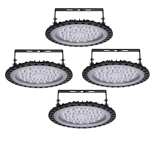 Sararoom 4 Pack 100W UFO LED Hallenleuchte 8000LM Superhell LED Industrielampe Kaltweiß 6500K Hallenstrahler - Abstrahlwinkel 120° Industrial Kronleuchter Werkstattlampe für Fabriken Flughafen Garage von Sararoom