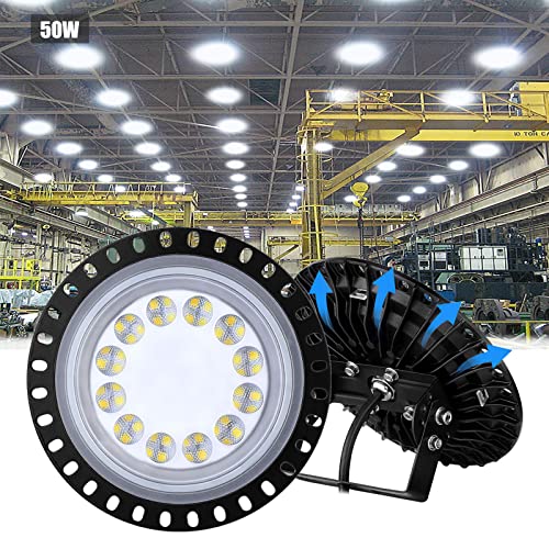 Sararoom 50W LED UFO Industrielampe 4000LM LED Hallenstrahler - 6500K Kaltweiß LED Strahler mit 48LEDs Werkstattlampe Industrial LED Werkstatt Deckenleuchte LED High Bay Licht für Fabriken Garage von Sararoom