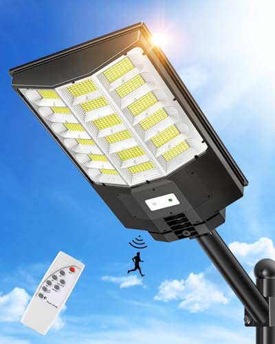 Sararoom Straßenlaternen Solar | 1000W LED Strahler Außen mit Bewegungsmelder Sensor | 864Led 6500K Wandleuchte mit Fernbedienung, IP65 Aussenleuchte Wegeleuchten für Garten Terrasse Garage Rasen Hof von Sararoom
