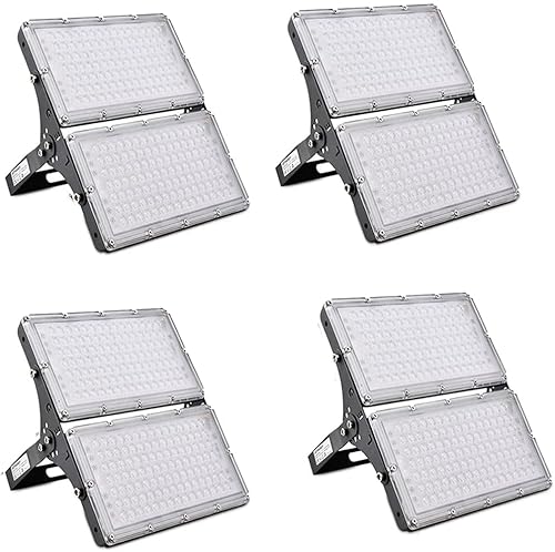 Sararoom 200W LED Strahler Außen, Superhell 20000LM LED Scheinwerfer Aussenstrahler, IP65 Wasserdicht Flutlicht 3000K Warmweiß Fluter, LED Strahler für Garten Terrassen Hof Garage Sportplatz,4Pack von Sararoom