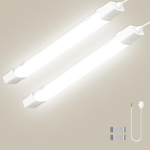 Sararoom 30W LED Feuchtraumleuchte Werkstattlampe, 2er 90CM 3000LM LED Röhre Kellerleuchte - 4500K IP65 Wasserdicht Deckenleuchte Deckenlampe mit Bewegungsmelder für Büro Garage Balkon Flur Treppe von Sararoom