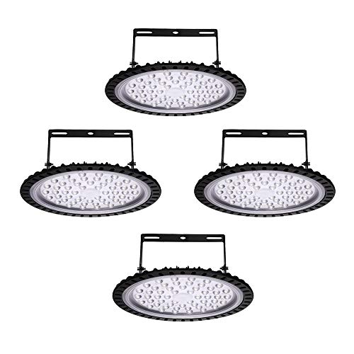 Sararoom 4 Pack 200W UFO LED Hallenleuchte 16000LM LED Industrielampe Kaltweiß 6500K LED Hallenstrahler mit Abstrahlwinkel 120° Industrial Kronleuchter Werkstattlampe für Fabriken Keller Garage Hof von Sararoom