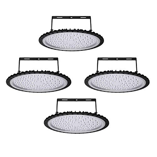 Sararoom 4 Pack 300W UFO LED Hallenleuchte 24000LM LED Industrielampe Kaltweiß 6500K LED Hallenstrahler mit Abstrahlwinkel 120° Industrial Kronleuchter Werkstattlampe für Fabriken Keller Garage Hof von Sararoom
