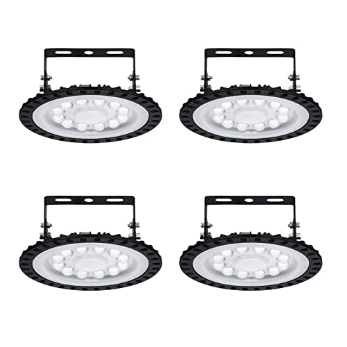 Sararoom 4 Pack 50W UFO LED Hallenleuchte 4000LM Superhell LED Industrielampe Kaltweiß 6500K Hallenstrahler - 120°Abstrahlwinkel Industrial Kronleuchter Werkstattlampe für Fabriken Flughafen Garage von Sararoom