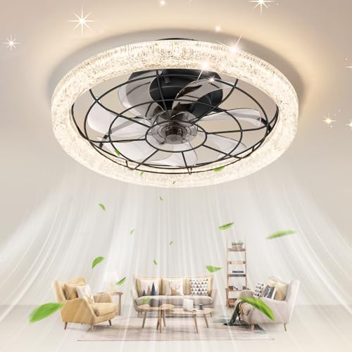 Sararoom 49cm Deckenventilator mit Beleuchtung | 75W Deckenleuchte mit Ventilator | Deckenlampe mit Fernbedienung | 6-Speed, 3 Farbtemperatur Dimmbar LED Lampe für Schlafzimmer Wohnzimmer Esszimmer von Sararoom