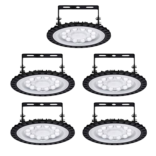 Sararoom 5 Pack 50W LED Strahler Hallenstrahler, 4000LM UFO Industrielampe Werkstattlampe, 6500K Kaltweiß Industrial Fluter Hallenleuchte LED High Bay Light für Fabriken Garage Lager Turnhalle von Sararoom
