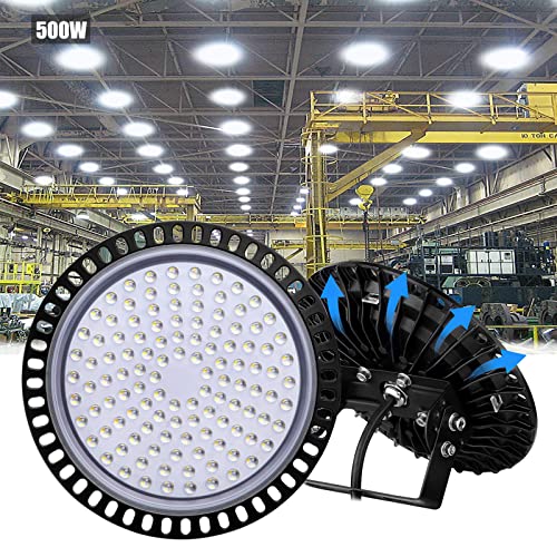 Sararoom 500W LED UFO Industrielampe 40000LM LED Hallenstrahler - 6500K Kaltweiß LED Strahler mit 468LEDs Werkstattlampe Industrial LED Werkstatt Deckenleuchte LED High Bay Licht für Fabriken Garage von Sararoom