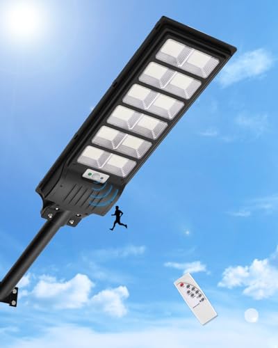 Sararoom 600W LED Solar Straßenlaterne | 6500K Strahler mit Bewegungsmelder Sensor | IP65 Wasserdichte Wandleuchte Wegeleuchte mit Fernbedienung, Außen-Sicherheitsleuchte für Garten,Hof,Garage,Eingang von Sararoom