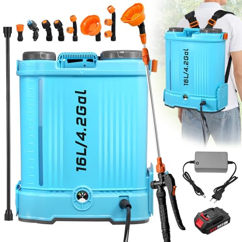 Sararoom Akku Drucksprüher | Rückenspritze | Gartenspritze Sprühgerät Sprinkler, 16L, 0-100 PSI Einstellbar Elektrischer Pflanzensprüher mit 7 Nebeldüsen, Ladegerät und Teleskopstab, Schultergurt Sararoom Akku Drucksprüher | Rückenspritze | Gartenspritze Sprühgerät Sprinkler, 16L, 0-100 PSI Einstellbar Elektrischer Pflanzensprüher mit 7 Nebeldüsen, Ladegerät und Teleskopstab, Schultergurt von Sararoom