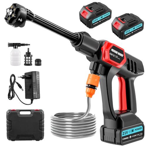 Sararoom Akku Hochdruckreiniger | 21V, 45Bar/652PSI Tragbarer Druckreiniger Pistole | Waschpistole, Cordless Pressure Washer mit 2 Akku, 6-in-1 Düse, 5m Schlauch Jet Wash Kit für Auto,Terrasse,Boden Sararoom Akku Hochdruckreiniger | 21V, 45Bar/652PSI Tragbarer Druckreiniger Pistole | Waschpistole, Cordless Pressure Washer mit 2 Akku, 6-in-1 Düse, 5m Schlauch Jet Wash Kit für Auto,Terrasse,Boden von Sararoom