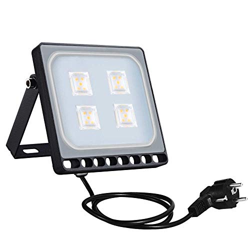 Sararoom LED Strahler 20W LED Fluter Aussen Warmweiß 3000K 1600LM LED Flutlicht mit Stecker - IP65 Wasserdicht Scheinwerfer LED Wandleuchte Baustrahler Aussenlampe für Garten Hof Garage Sportplatz von Sararoom