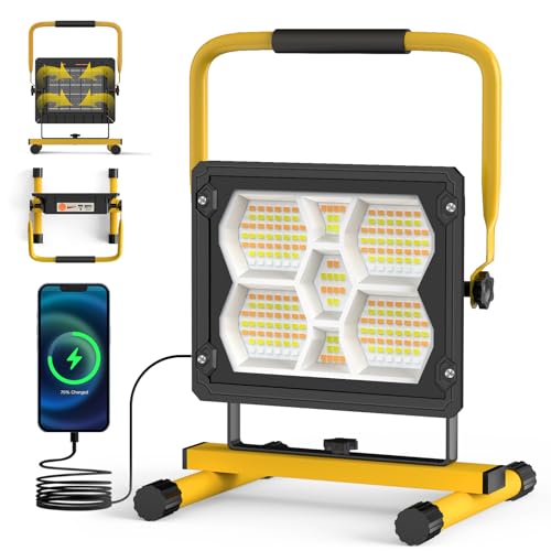 Sararoom LED Strahler Akku 100W, Solar Campinglampe, Dimmbar Notfallleuchte, Wiederaufladbare Suchscheinwerfer, 5 Lichtmodi und Powerbank, IP65 Wasserdichte Arbeitsleuchte für Garage Werkstatt Camping Sararoom LED Strahler Akku 100W, Solar Campinglampe, Dimmbar Notfallleuchte, Wiederaufladbare Suchscheinwerfer, 5 Lichtmodi und Powerbank, IP65 Wasserdichte Arbeitsleuchte für Garage Werkstatt Camping von Sararoom