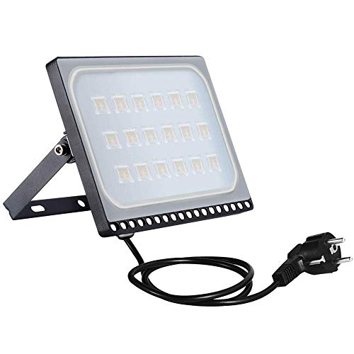 Sararoom LED Strahler Außen 100W 8000LM LED Fluter 3000K Warmweiß LED Flutlicht mit Stecker - IP65 Wasserdicht LED Scheinwerfer Wandleuchte Baustrahler LED für Garten Hof Flur Garage Sportplatz von Sararoom