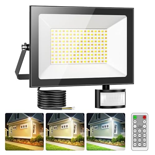 Sararoom LED Strahler Außen mit Bewegungsmelder 100W 10000LM Aussenstrahler 3000K/4500K/6500K Fluter Flutlicht - IP65 Wasserdicht Superhell Scheinwerfer Sicherheitsbeleuchtung für Garten Hof Garage von Sararoom