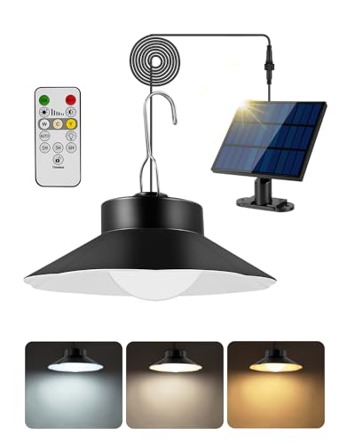 Sararoom Solarlampen für Außen Hängend, 3 Farbe/4 Mode Solar Hängelampen IP65 Wasserdicht Solar Pendelleuchte mit Fernbedienung/Timing/Dämmerungssensor/5M Kabel Solarlampe für Garten Balkon Terrasse von Sararoom