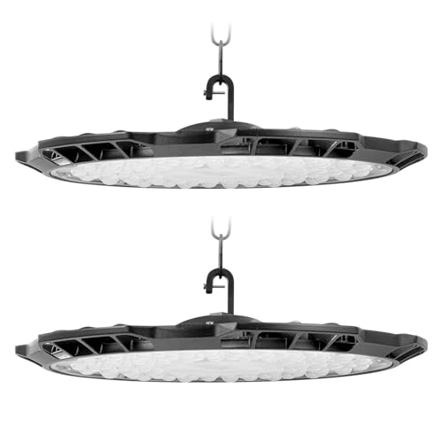 Sararoom Strahler Industrielampe Hallenstrahler Werkstattlampe - 2er 300W UFO LED High Bay Licht 30000LM Baustrahler, 6500K Kaltweiß Industrial LED Deckenleuchte Kronleuchter für Keller Garage Lager von Sararoom