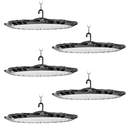 Sararoom 300W UFO Werkstattlampe Industrielampe, 30000LM Superhelle Hallenstrahler, 6500K Kaltweiß LED Werkstatt Deckenleuchte IP65 Wasserdicht Led High Bay Licht für Fabriken Garage Lagerhaus Hof,5st von Sararoom