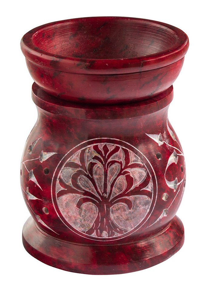 Saraswati Duftlampe Aromalampe "Baum des Lebens" Speckstein rot 6x8cm von Saraswati