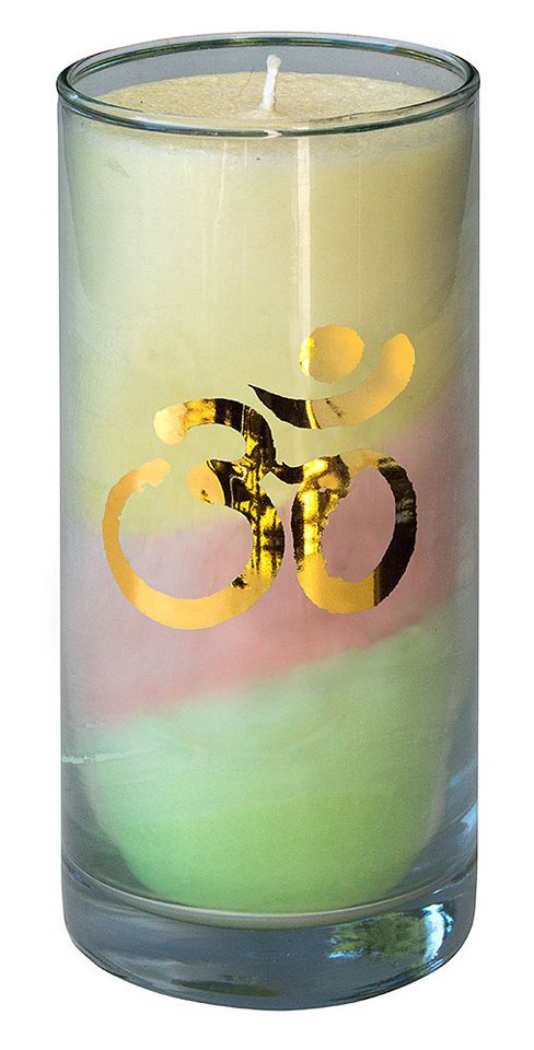 Saraswati Formkerze Kerze "Dream Om" im Glas Stearin 14cm von Saraswati