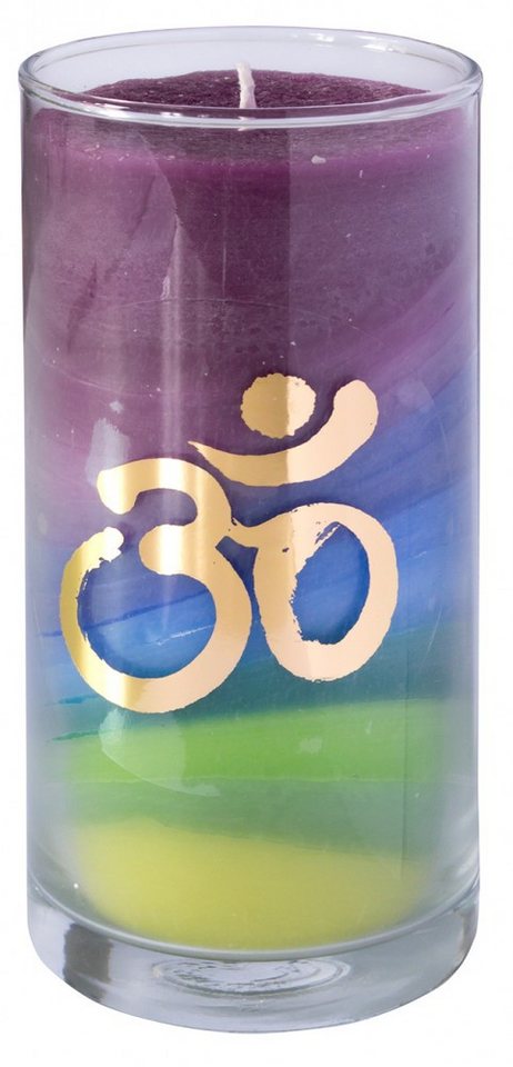 Saraswati Formkerze Kerze "Earth Om" im Glas Stearin 14cm von Saraswati