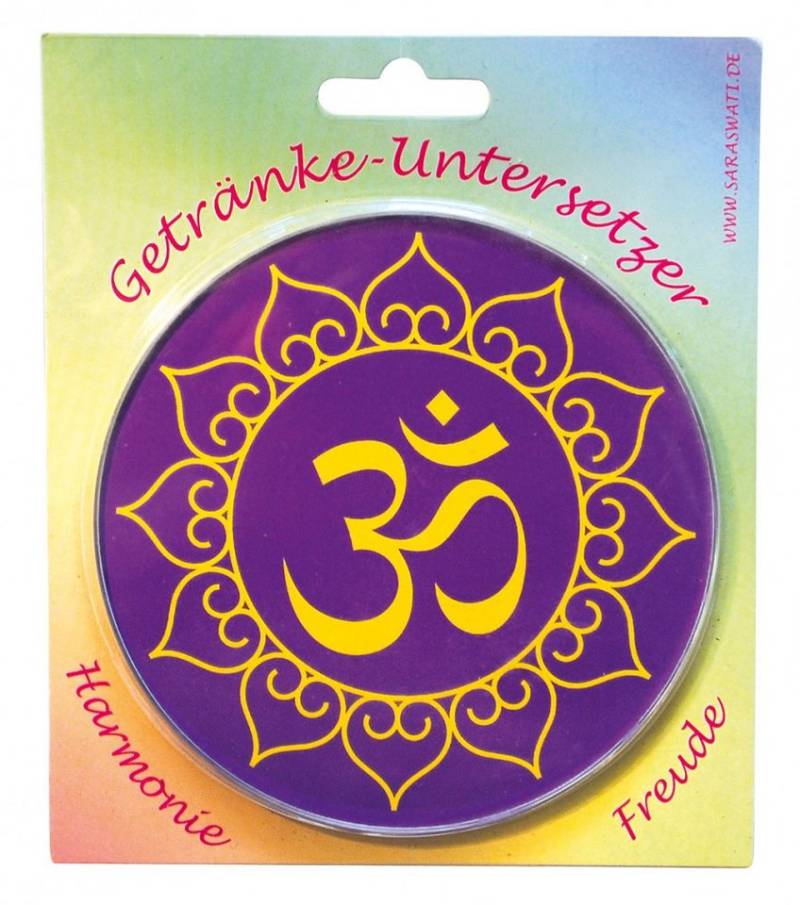 Saraswati Getränkeuntersetzer Untersetzer "Om Lotus" Glas lila 10cm von Saraswati