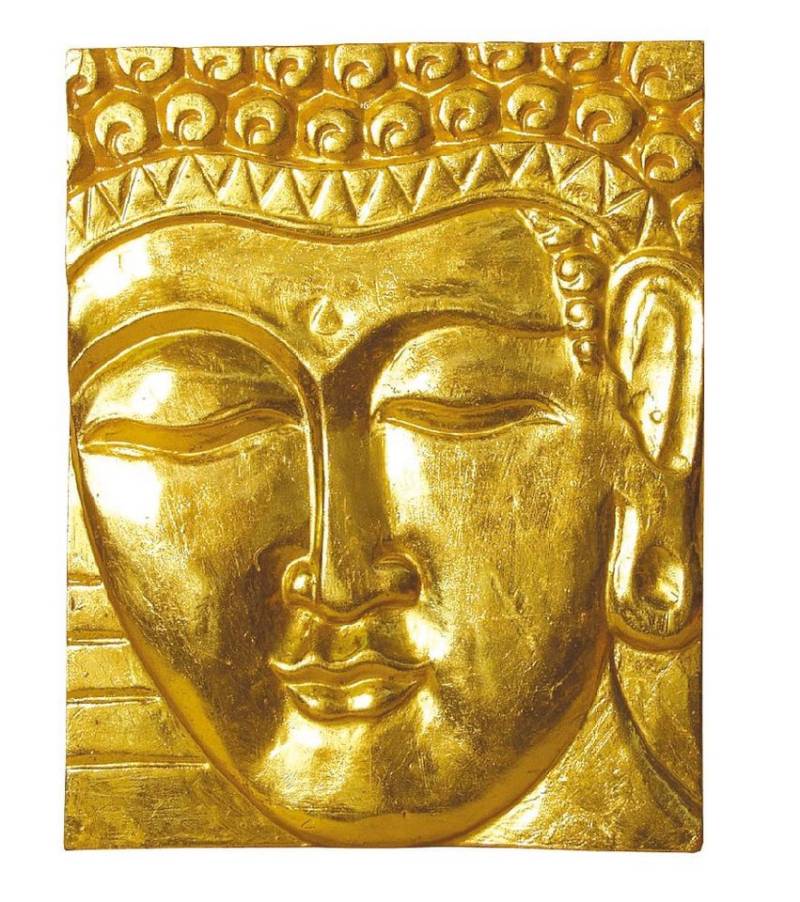 Saraswati Hängedekoration Wandrelief "Buddha" Holz vergoldet 20x25cm von Saraswati