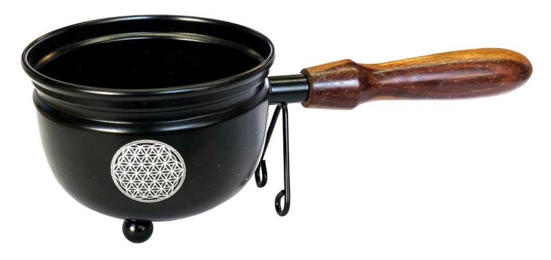 Saraswati Räucherstäbchen-Halter Räucherkessel "Blume des Lebens" aus Stahl, schwarz, mit Holzgriff 23 Saraswati Räucherstäbchen-Halter Räucherkessel "Blume des Lebens" aus Stahl, schwarz, mit Holzgriff 23 von Saraswati