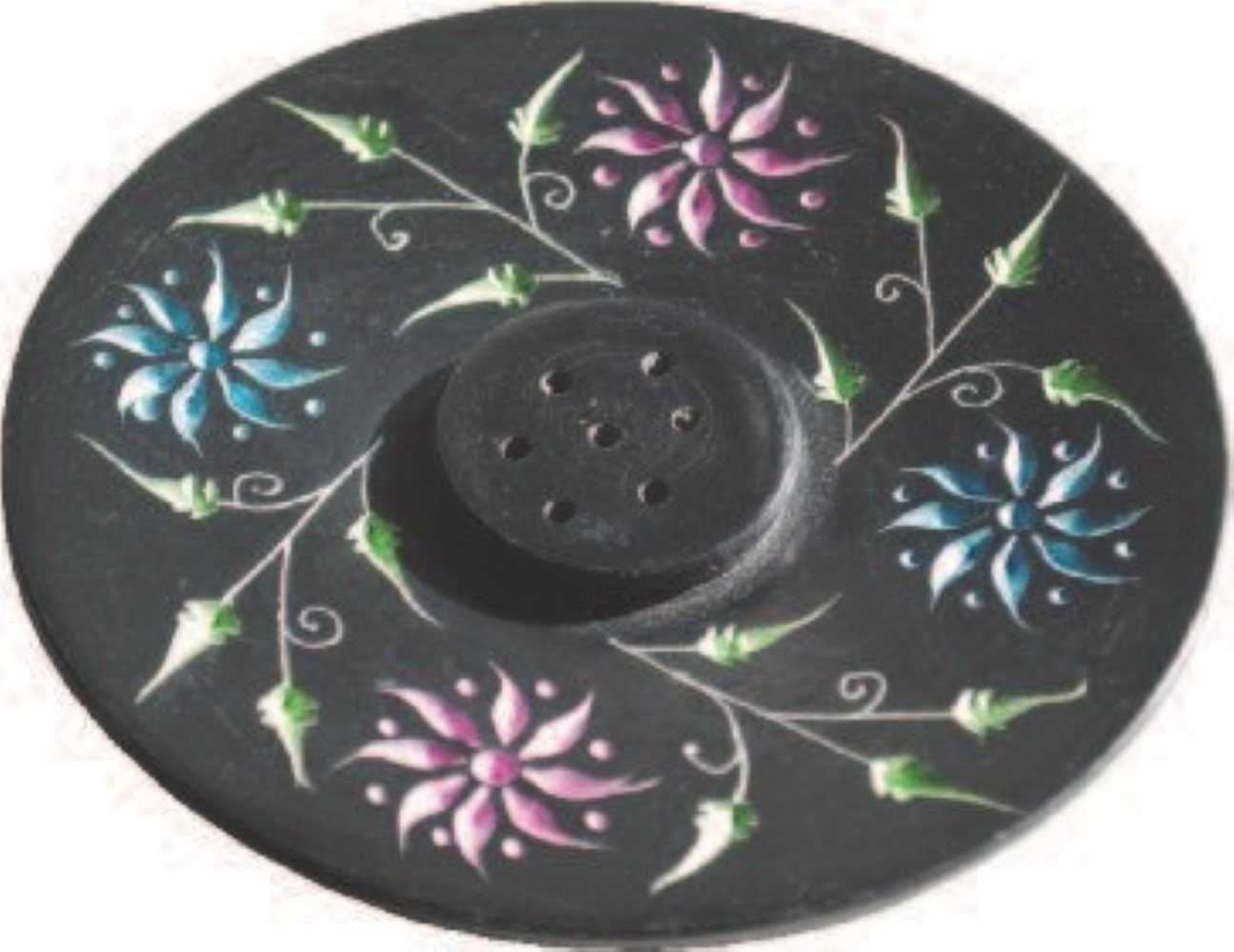 Saraswati Räucherstäbchen-Halter Räucherstäbchenhalter "Blume" Black Stone bemalt 10cm Saraswati Räucherstäbchen-Halter Räucherstäbchenhalter "Blume" Black Stone bemalt 10cm von Saraswati