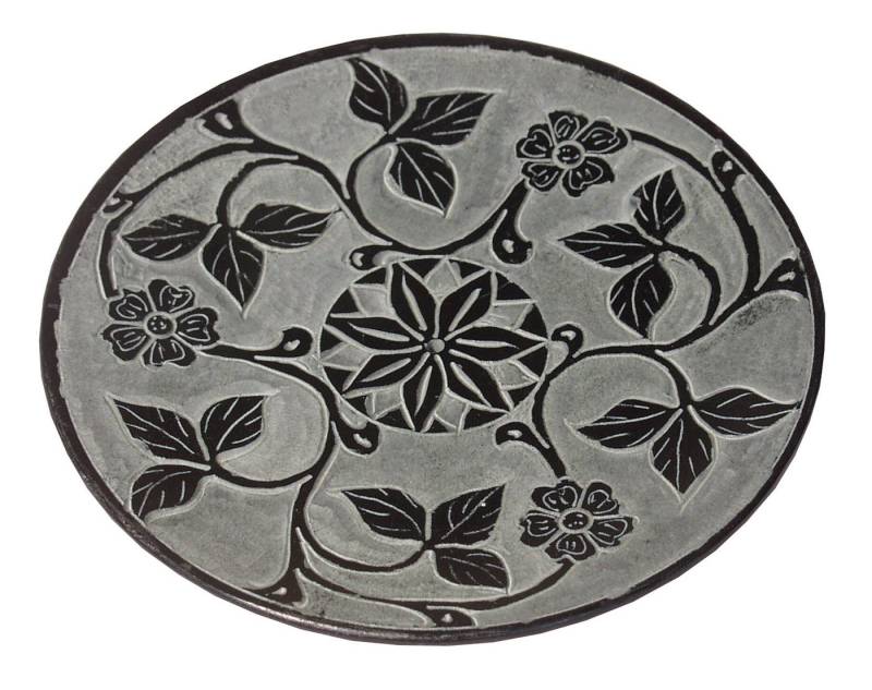 Saraswati Räucherstäbchen-Halter Räucherstäbchenhalter "Blume" Black Stone graviert 10cm von Saraswati