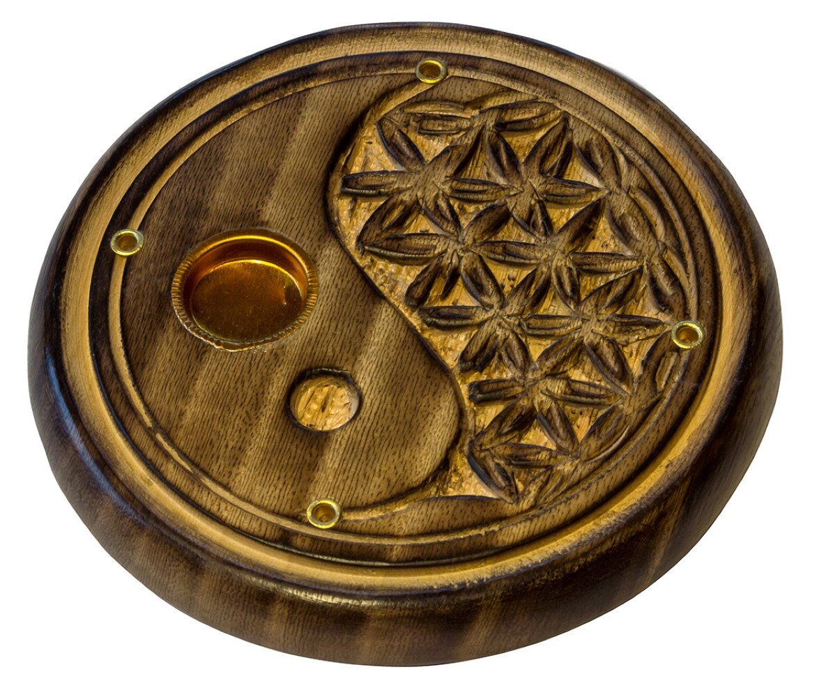 Saraswati Räucherstäbchen-Halter Räucherstäbchenhalter "Yin Yang - BDL" Holz rund 10cm Saraswati Räucherstäbchen-Halter Räucherstäbchenhalter "Yin Yang - BDL" Holz rund 10cm von Saraswati