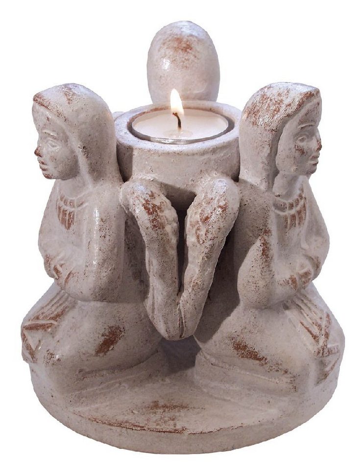 Saraswati Teelichthalter Teelichthalter "3 Engel im Kreis" Terracotta 13x13cm von Saraswati