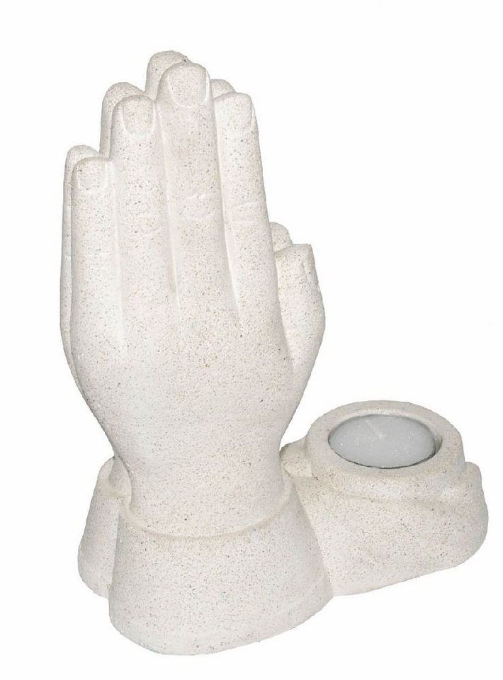 Saraswati Teelichthalter Teelichthalter "Betende Hand" Resin natur 15x18cm von Saraswati