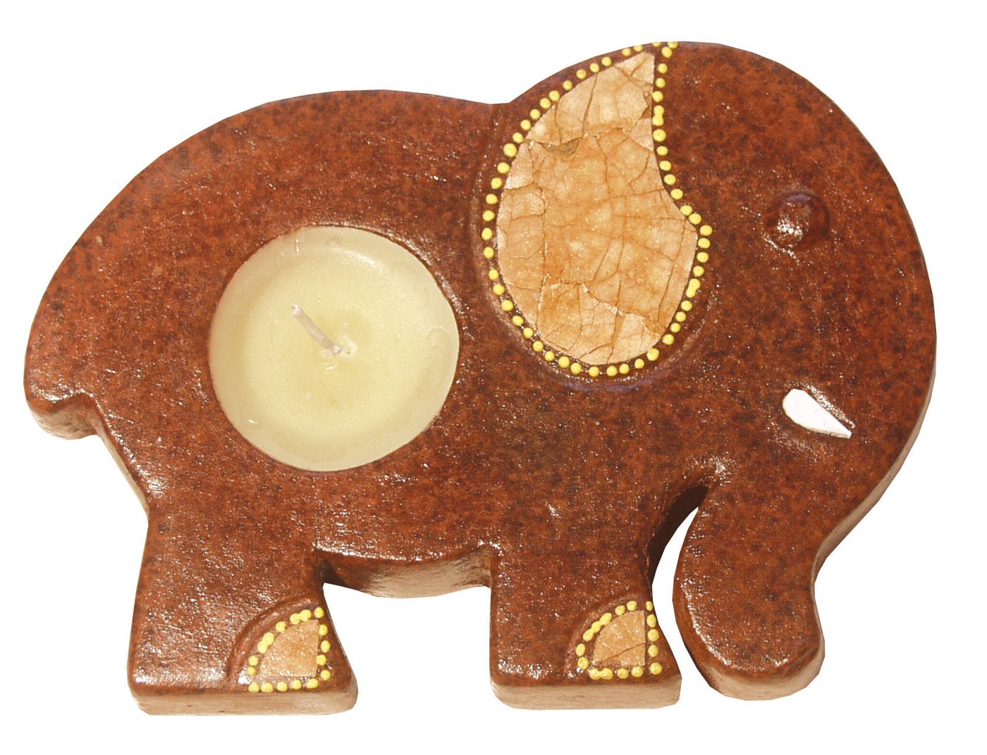 Saraswati Teelichthalter Teelichthalter "Elefant" Terracotta braun 15cm von Saraswati