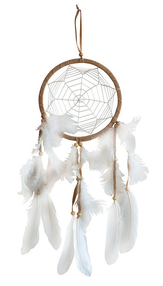 Saraswati Traumfänger Traumfänger "Star Web" Leder braun mit weissem Netz, 16x55cm von Saraswati