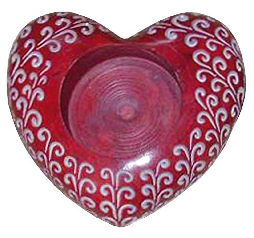 Teelicht"Herz" Speckstein rot 6cm von Saraswati