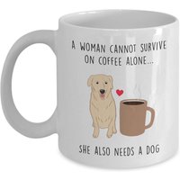 Eine Frau Kann Nicht Auf Kaffee Allein Überleben Becher - Hundeliebhaber Geschenk Lustiger Tee Heiße Kakaotasse Neuheit Geburtstag Weihnachten von SarcasticCoffeeMugs