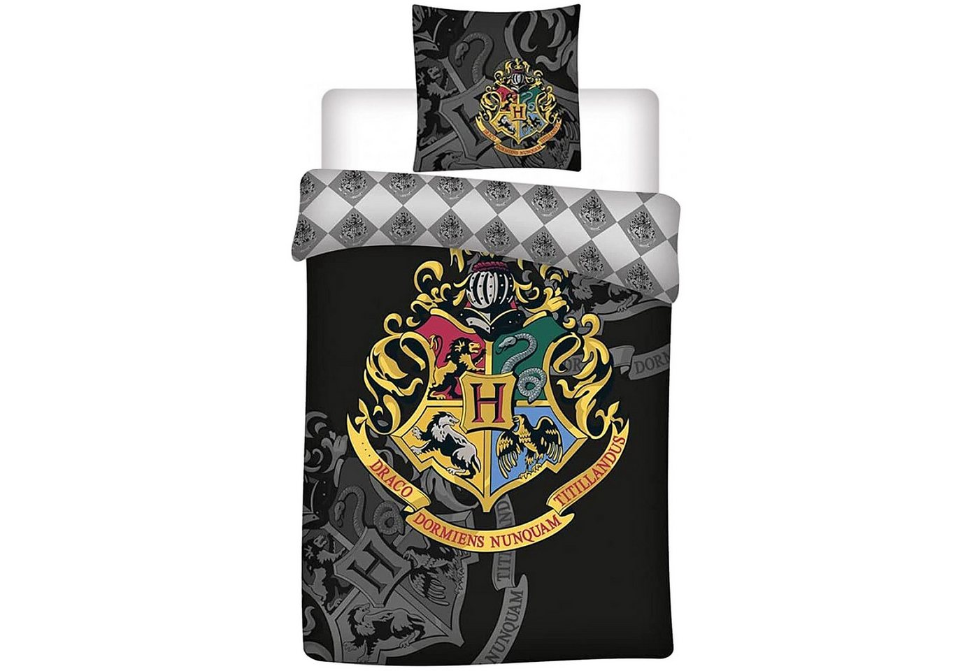 Bettbezug Graues Betwäsche-Set mit Hogwarts Wappen HARRY POTTER 140x200 cm, Sarcia.eu von Sarcia.eu