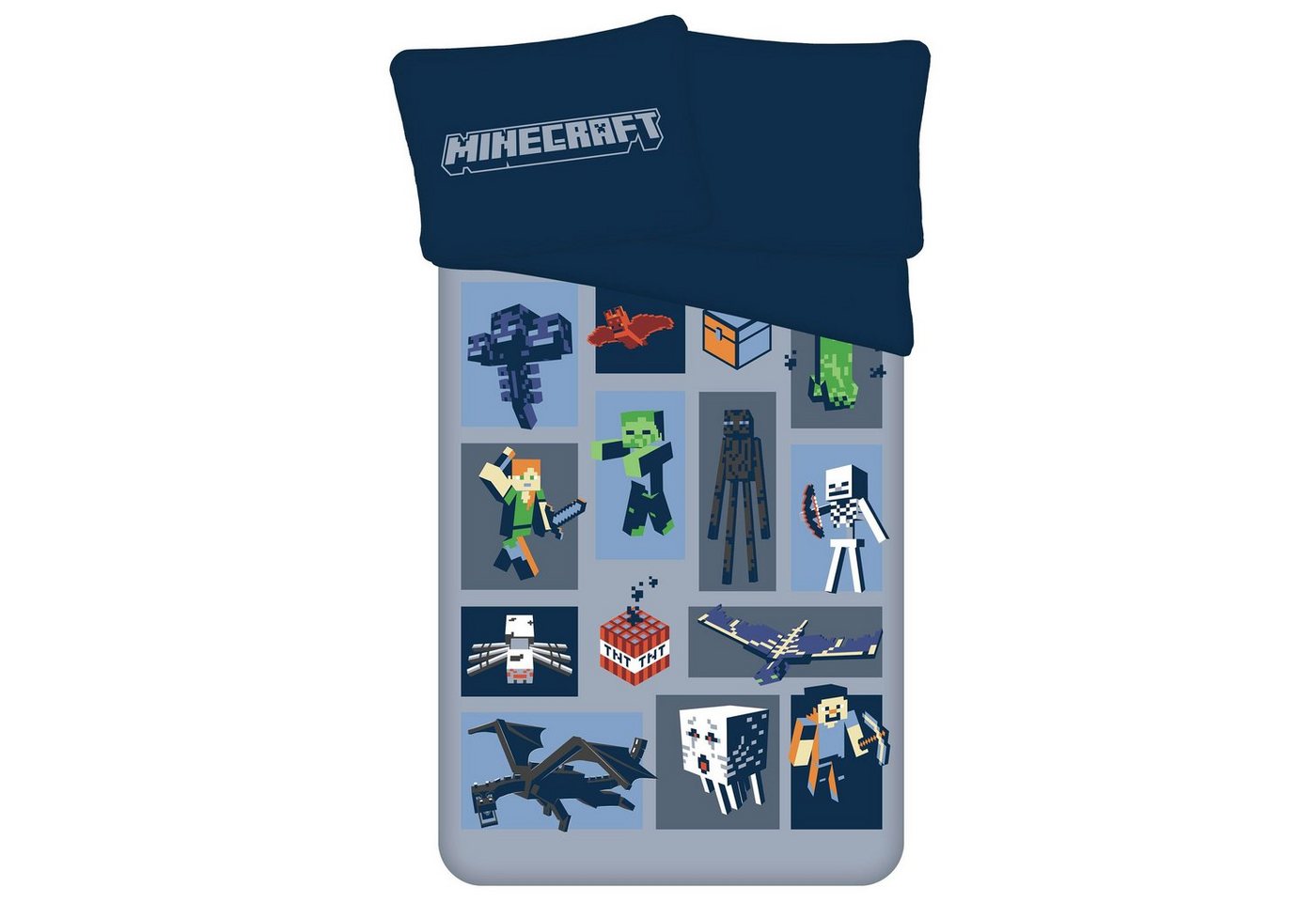 Bettbezug Minecraft Kinderbettwäsche aus Mikrofaser, marineblau, 140cm x 200cm, Sarcia.eu von Sarcia.eu