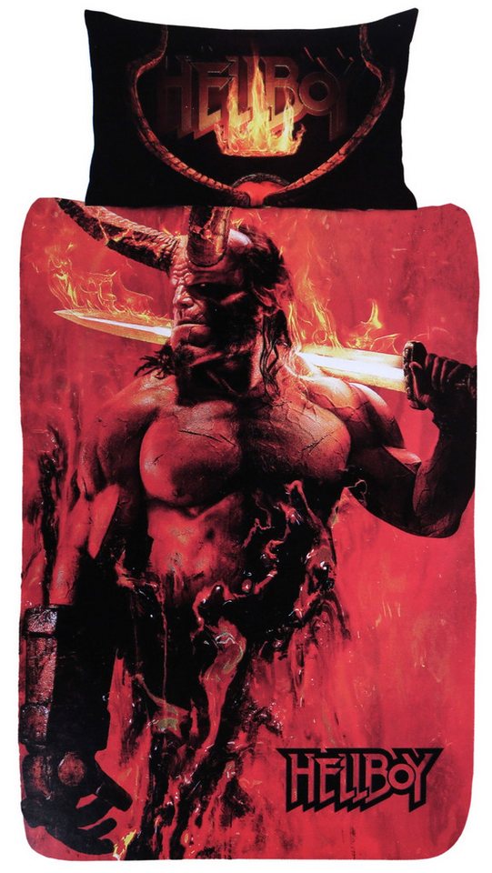 Sarcia.eu Bettbezug Rote zweiseitige Bettwäsche Einzelset 135x200cm Hellboy von Sarcia.eu