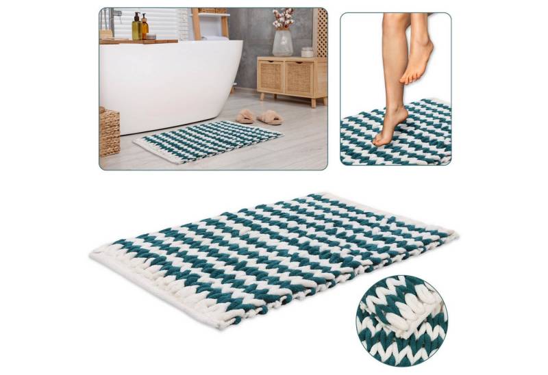 Sarcia.eu Badematte Türkis-weiß Geflochtene Badematte 50x80 cm, Plüsch-Mikrofaser Sarcia.eu Badematte Türkis-weiß Geflochtene Badematte 50x80 cm, Plüsch-Mikrofaser von Sarcia.eu