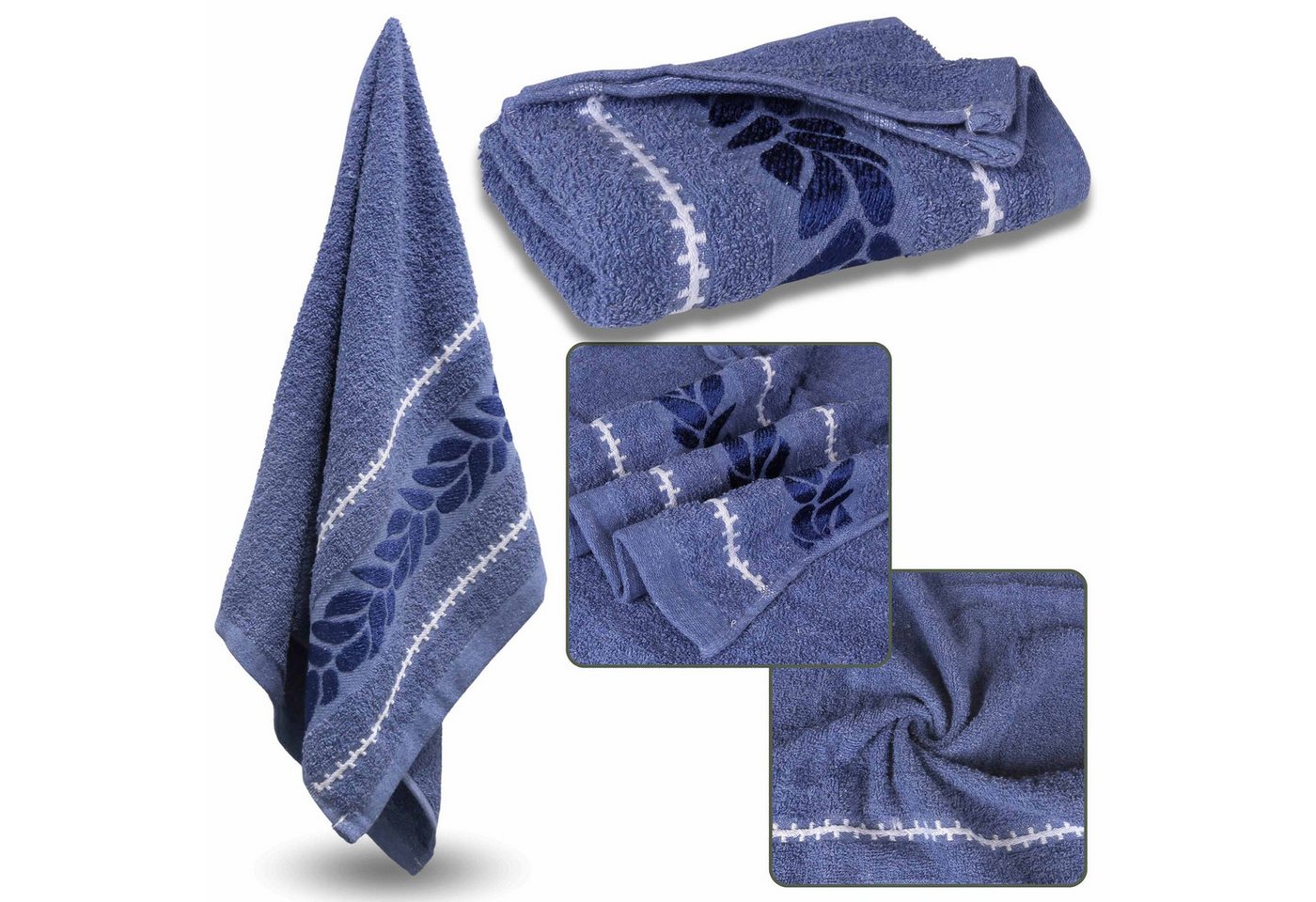 Sarcia.eu Badetücher Blaues Baumwollbadetuch mit dekorativer Stickerei,70x135 cm x1 von Sarcia.eu