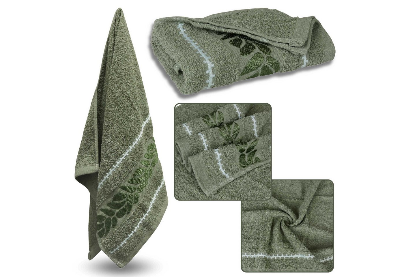 Sarcia.eu Badetücher Grünes Baumwollbadetuch mit dekorativer Stickerei, 70x135 cm x1 von Sarcia.eu