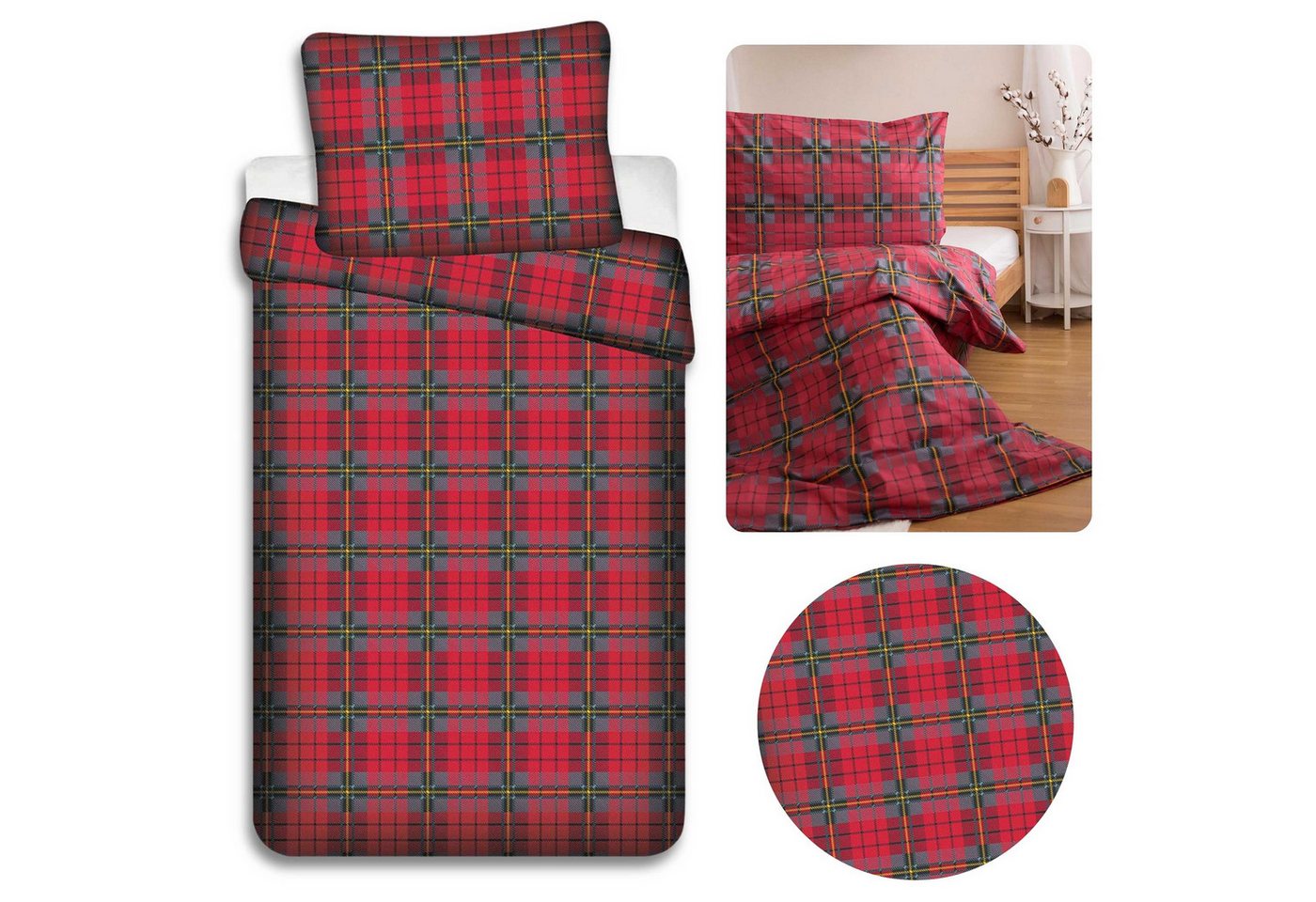 Sarcia.eu Bettwäsche Karierte Baumwollbettwäsche mit Reißverschluss 140cm x 200cm, 1 teilig von Sarcia.eu