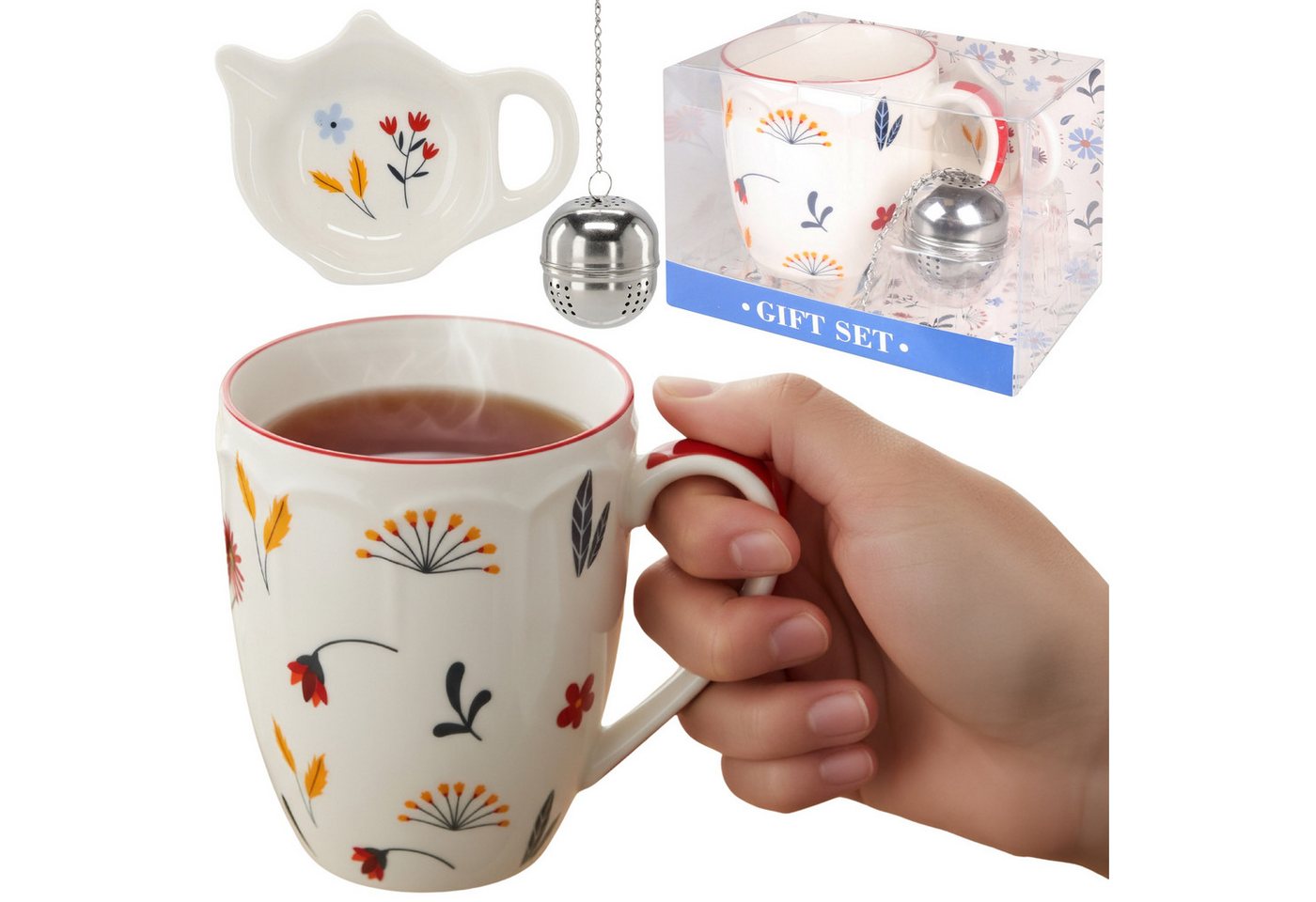 Sarcia.eu Dekobecher Teeservice: Porzellanbecher 350 ml FÜR KRÄUTER, GESCHENKVERPACKT von Sarcia.eu