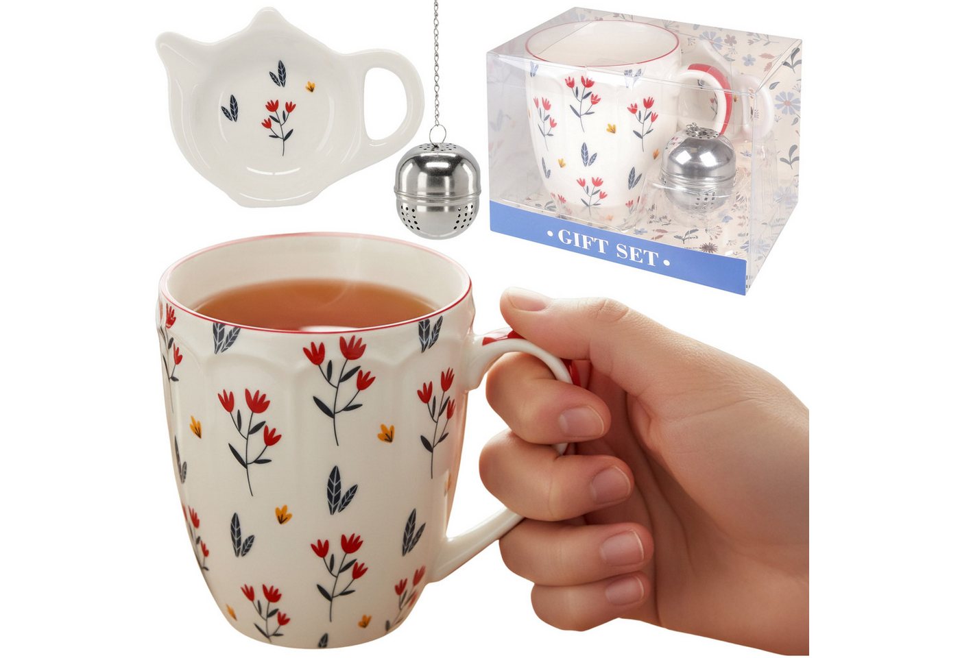 Sarcia.eu Dekobecher Teeservice: Porzellanbecher 350 ml FÜR KRÄUTER, GESCHENKVERPACKT von Sarcia.eu