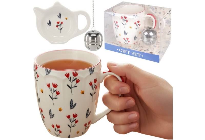 Sarcia.eu Dekobecher Teeservice: Porzellanbecher 350 ml FÜR KRÄUTER, GESCHENKVERPACKT von Sarcia.eu