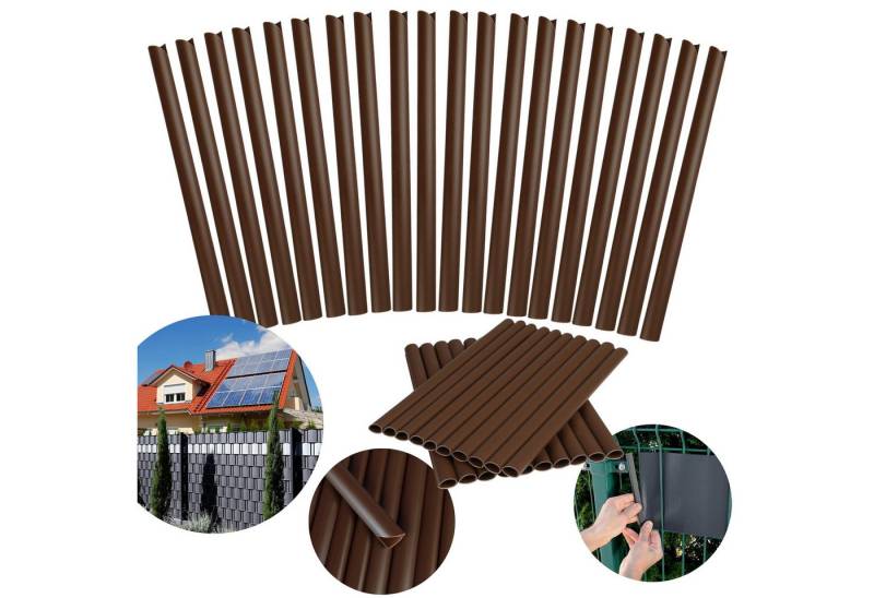 Sarcia.eu Doppelstabmattenzaun Befestigungsklammern für Sichtschutzstreifen 19cm, 20St., BRAUN von Sarcia.eu